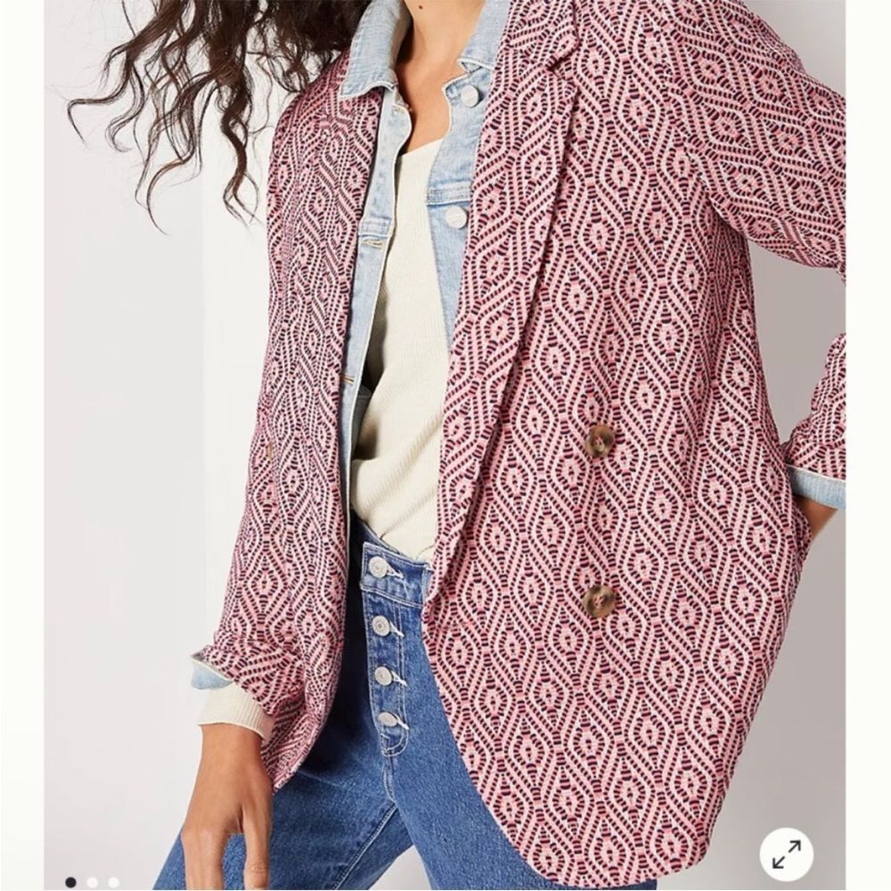 Anthropologie Dolan Womens Maren Textured Knit Pattern Double Breasted Blazer XS